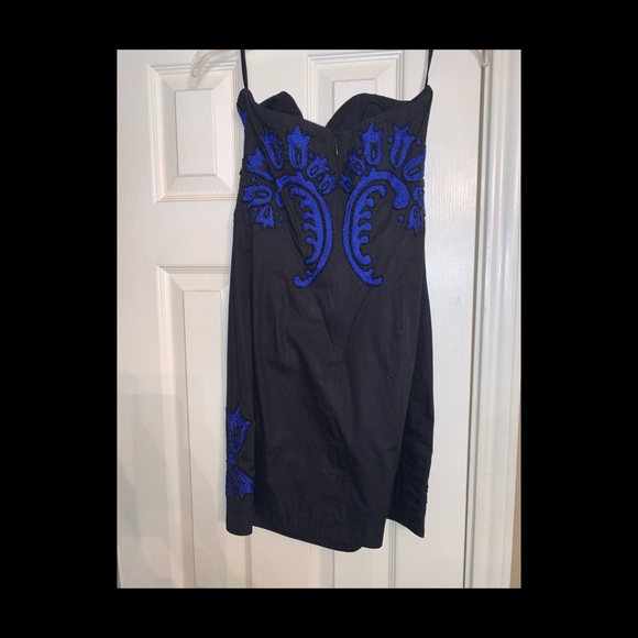 French Connection Strapless Black Blue Bead Dress - Picture 7 of 7